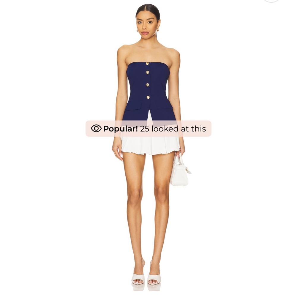Amanda Uprichard Navy and White Skort Romper